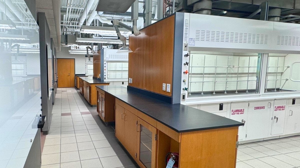 Modern laboratory with empty workspaces